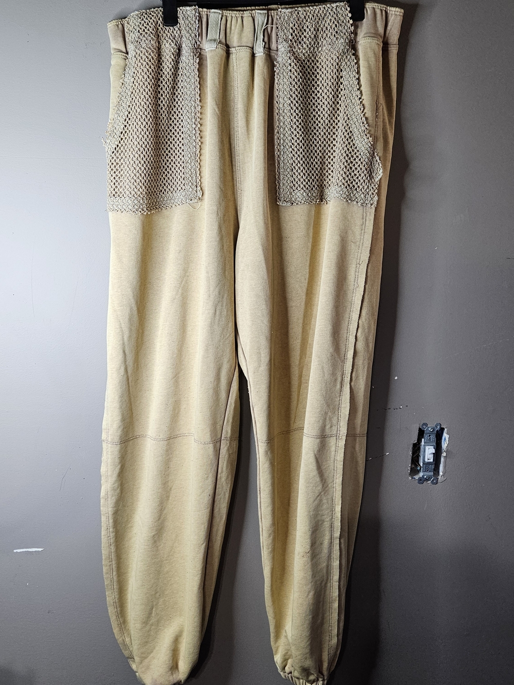 Gilded Intent Beige Drawstring Joggers with Mesh Pockets